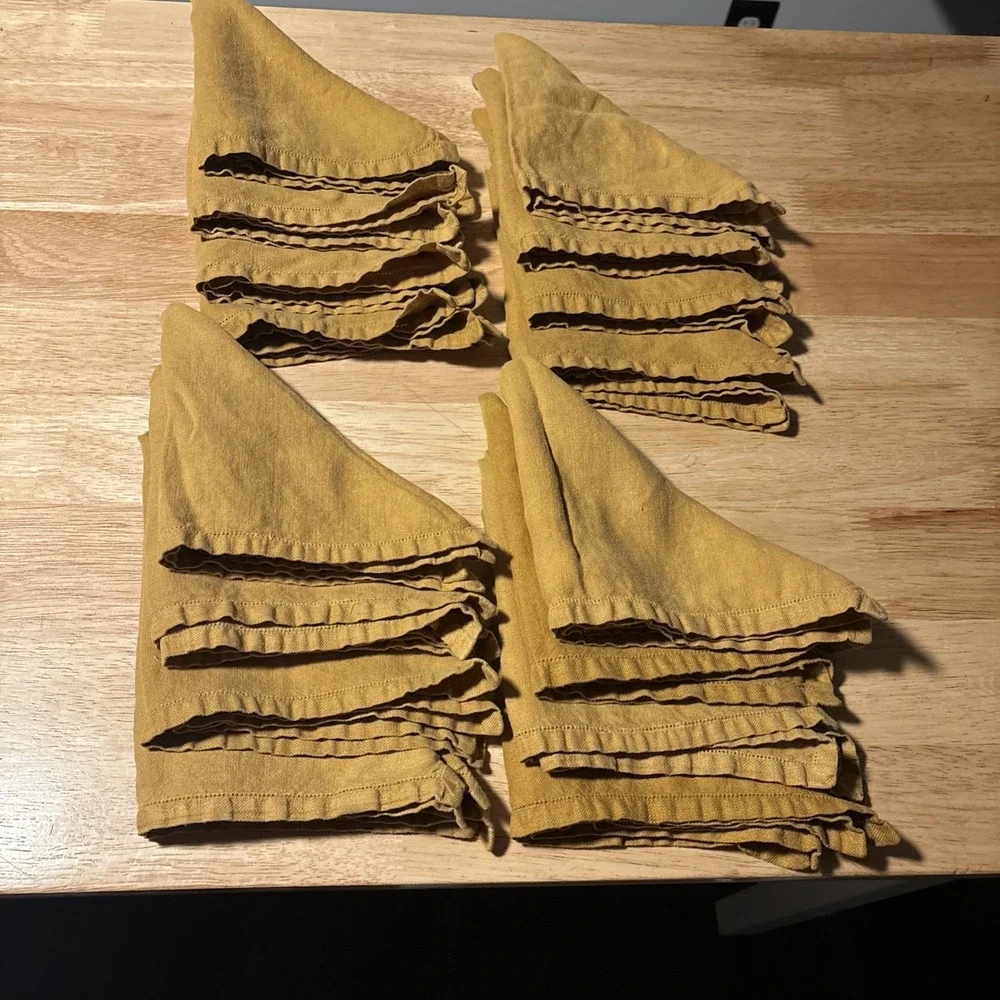 MCM Napkins Cloth Fall Yellow 60s Vintage Set Of 16, 15